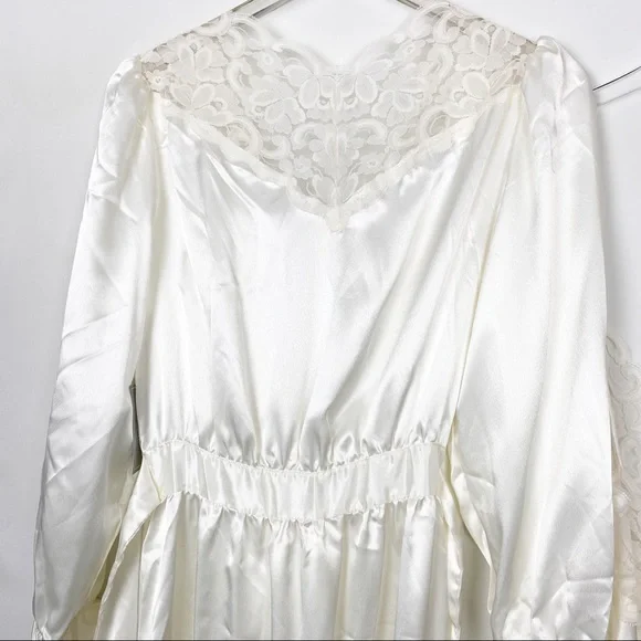 2pc Morgan Taylor Vintage Silky Satin Robe+Gown Set Maxi Small NWT - Picture 6 of 9